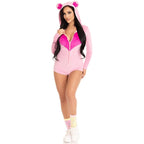 LEG AVENUE - PINK TEDDY BEAR VELVET BODYSUIT M