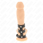KINK - TRIPLE LEATHER COCK RING WITH PRESSURE CLOSURE