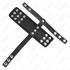 KINK - LEATHER COCK CAGE RING WITH ADJUSTABLE COATED BALL SPLITTER STRAP