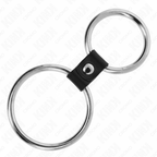 KINK - 3.7CM - 5CM DOUBLE METAL COCK RING CONNECTED WITH LEATHER STRAP MODEL 1