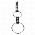 KINK - DOUBLE COCK RING 3.8CM TO 5CM CONNECTED BY LEATHER