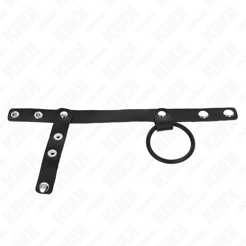 KINK - 3.8 CM SILICONE COCK RING WITH BALL DIVIDER AND 22 X 1.5 CM LEATHER STRAP