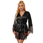 SUBBLIME - 953799 ELEGANTE PIGIAMA PIZZO + PERIZOMA NERO S/M