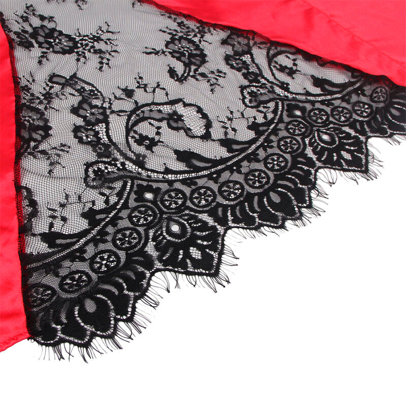 SUBBLIME - 954024 SHEER LACE BACK TANK TOP + RED/BLACK THONG L/XL