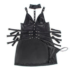 SUBBLIME - 954406 BLACK LEATHER BONDAGE DRESS S/M