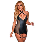 SUBBLIME - 954451 SEXY BLACK LEATHER MESH DRESS L/XL