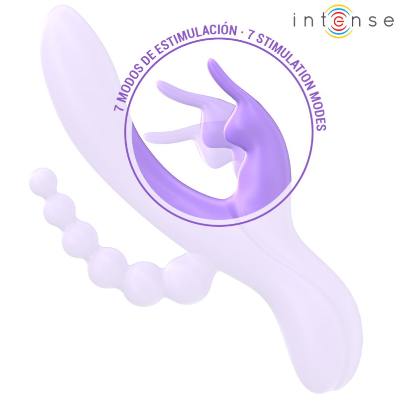 INTENSE - MIKO TRIPLE RABBIT VIBRATOR &amp; ANAL STIMULATOR 7 VIBRATIONS PURPLE