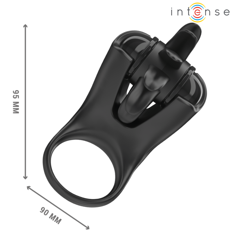 INTENSE - MABEL VIBRATING RING 10 VIBRATIONS WITH BLACK CLITORAL STIMULATOR