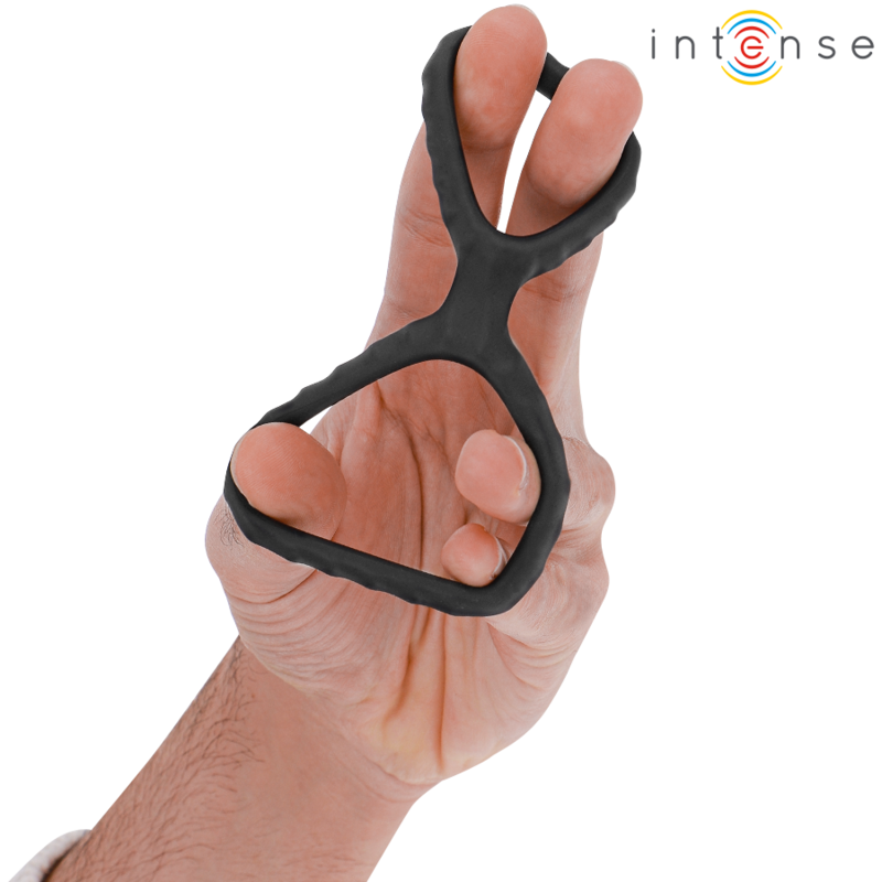 INTENSE - DEWEY DOUBLE SILICONE COCK RING BLACK MODEL 2