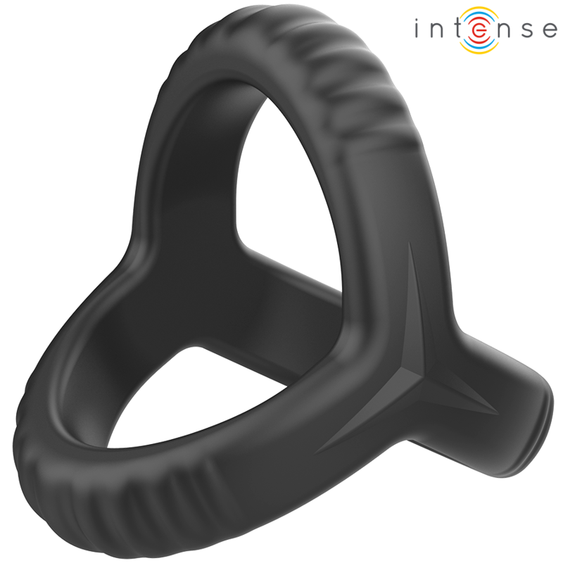 INTENSE - CARSON DOUBLE SILICONE COCK RING BLACK MODEL 4