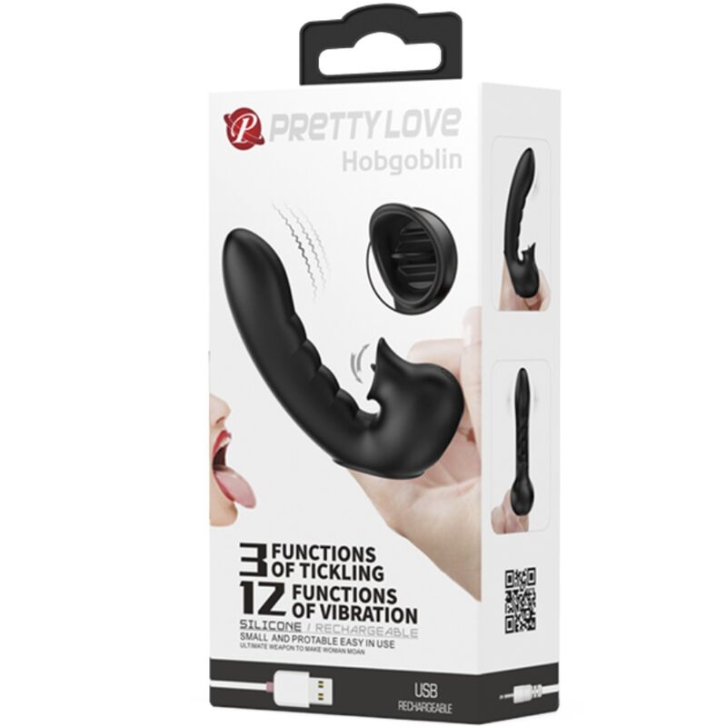 PRETTY LOVE - HOBGOBLIN VIBRATING FINGER CASE 12 VIBRATIONS + BLACK CLITORAL STIMULATOR