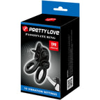 PRETTY LOVE - ANNEAU PASSIONNÉ DOUBLE VIBRANT + STIMULATEUR CLITORIAL NOIR