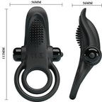 PRETTY LOVE - ANNEAU VIBRANT DOUBLE + STIMULATEUR CLITORIAL 10 VIBRATIONS NOIR