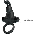 PRETTY LOVE - Anneau vibrant + stimulateur clitoridien lapin à 10 vibrations, noir