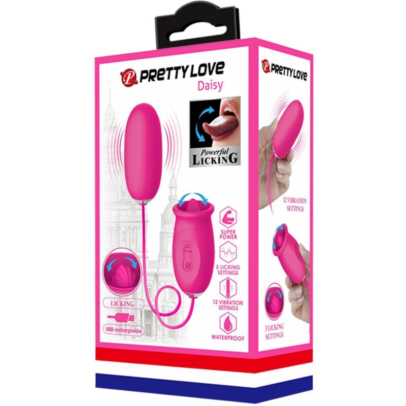JOLI AMOUR - Œuf vibrant en forme de marguerite + languette stimulante pour le clitoris ROSE