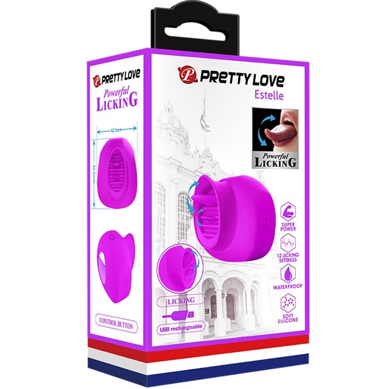 PRETTY LOVE - ESTELLE CLITORAL STIMULATOR WITH TONGUE 12 VIBRATIONS PURPLE