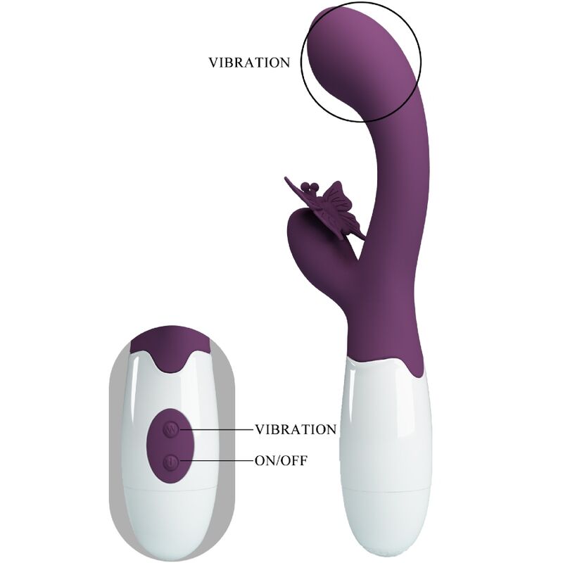 PRETTY LOVE - VIBRATEUR LAPIN BAISER PAPILLON ET STIMULATEUR DE POINT G VIOLET