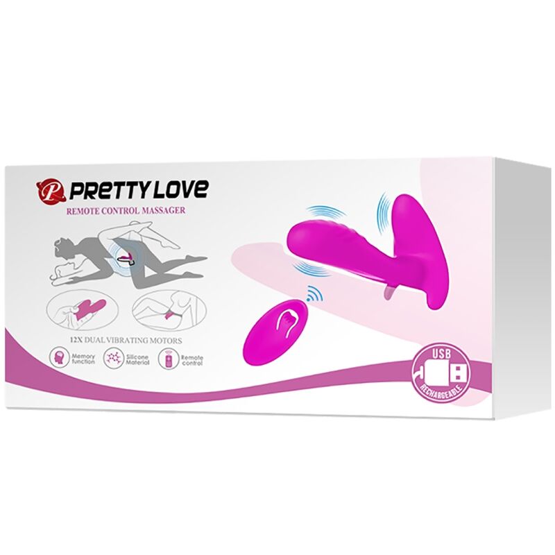 PRETTY LOVE - MASSEUR ET VIBROMASSEUR À 12 VIBRATIONS AVEC TÉLÉCOMMANDE, VIOLET