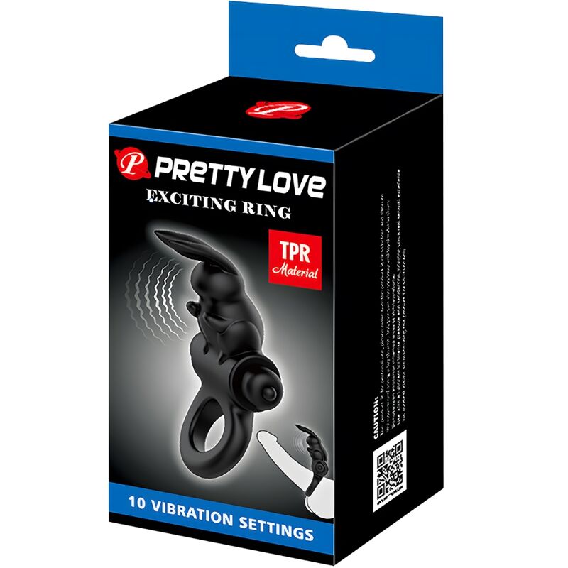 PRETTY LOVE - EXCITING 10-VIBRATION BLACK RABBIT VIBRATOR RING