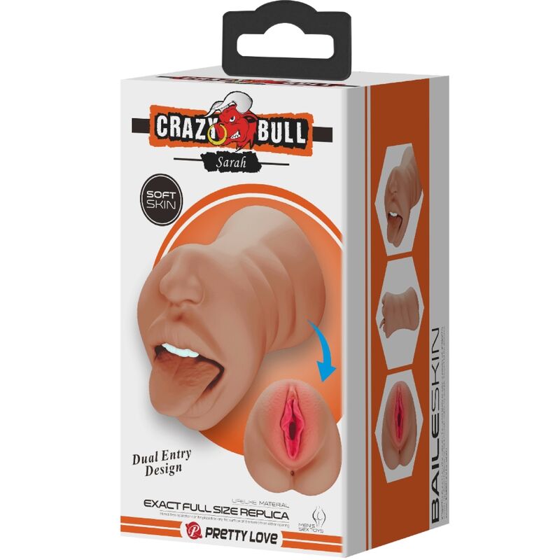 CRAZY BULL - SARAH DOUBLE MASTURBATEUR BOUCHE ET VIANDE VAGINALE