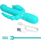 PRETTY LOVE - CAMMY 4 IN 1 MULTIFUNCTIONAL TRIPLE RABBIT VIBRATOR BLUE