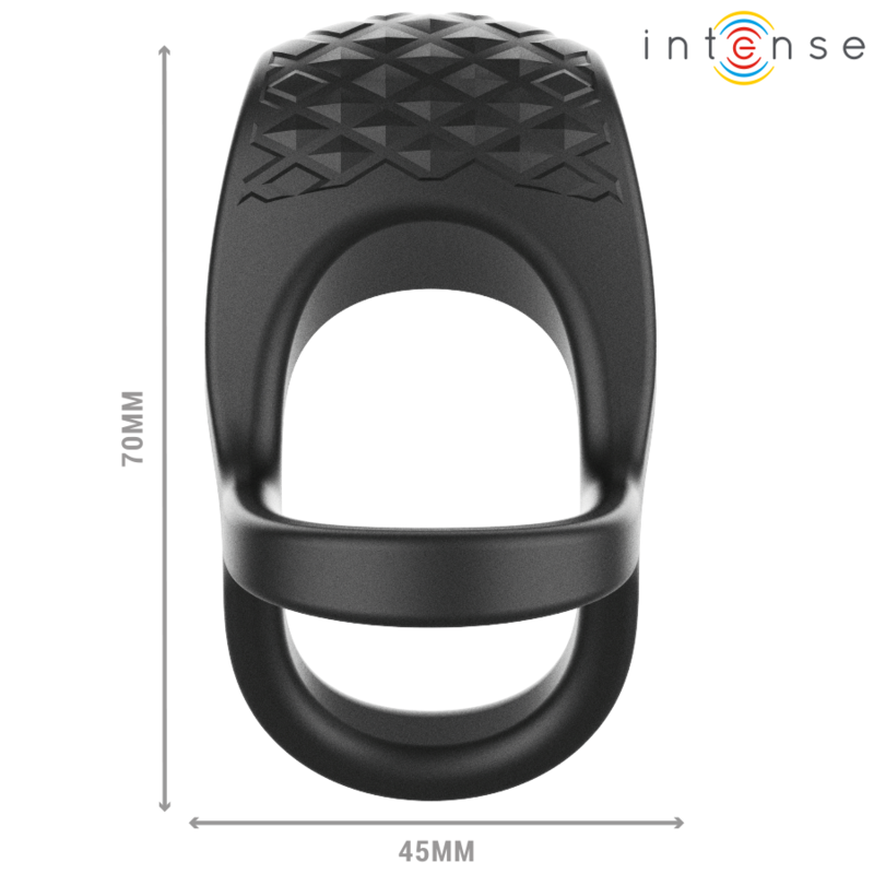 INTENSE - ALEX DOUBLE COCK RING VIBRATOR 10 VIBRATIONS BLACK