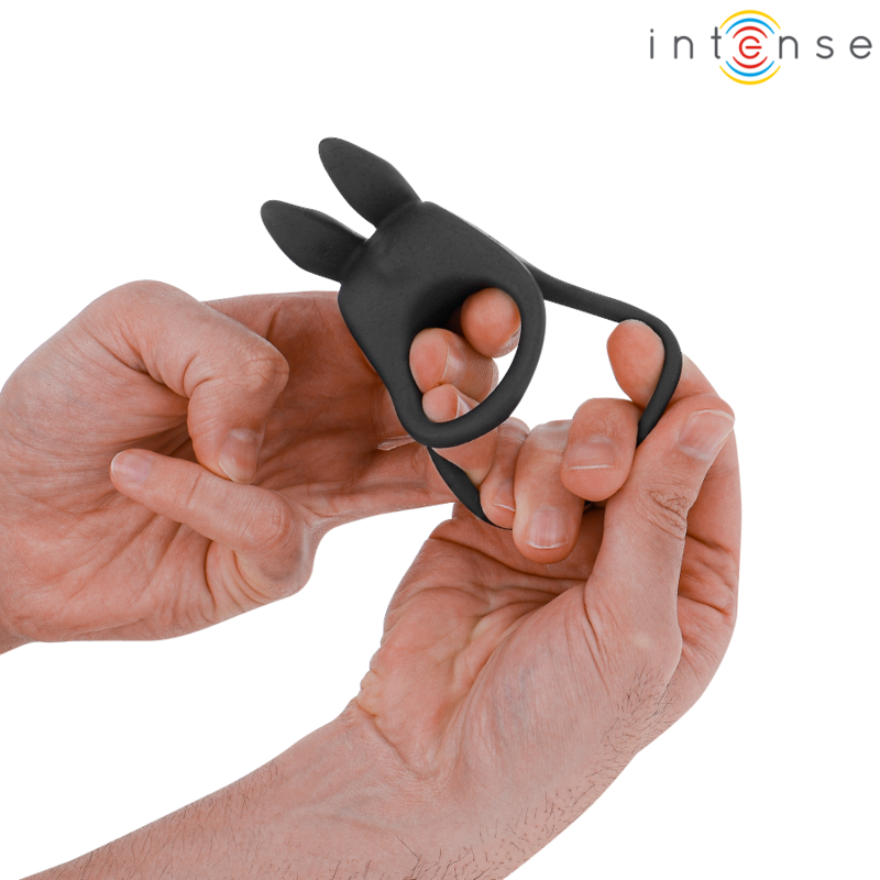 INTENSE - SAM DOUBLE COCK RING VIBRATOR 10 VIBRATIONS BLACK