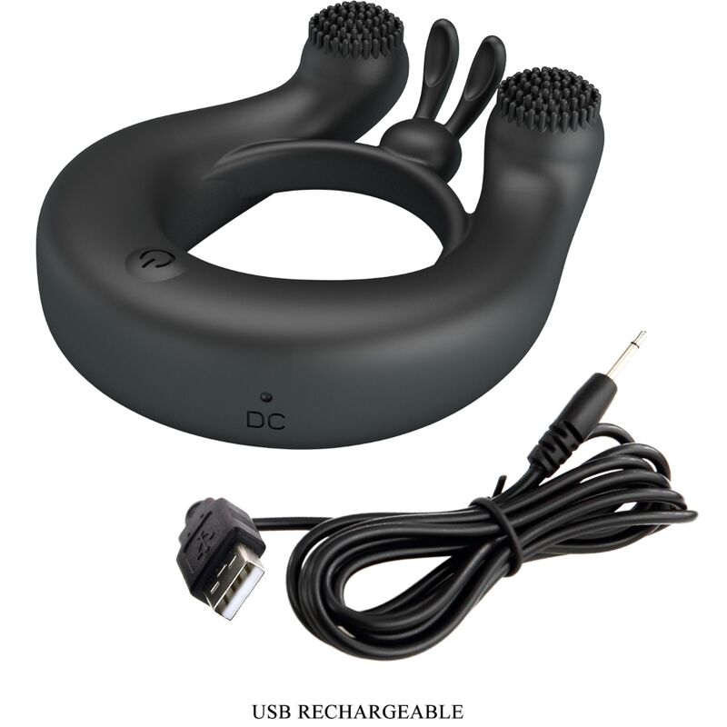 PRETTY LOVE - DAHLIA VIBRATING RING + 12-VIBRATION CLITORAL STIMULATOR BLACK