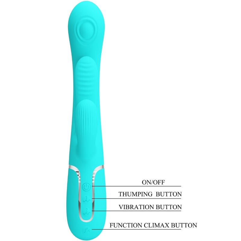 PRETTY LOVE - SHANIA TRIPLE RABBIT 3-IN-1 MULTIFUNCTIONAL VIBRATOR BLUE