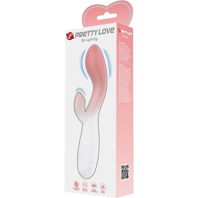PRETTY LOVE - VIBRATEUR POINT G + STIMULATEUR CLITORIAL 30 VIBRATIONS ROSE