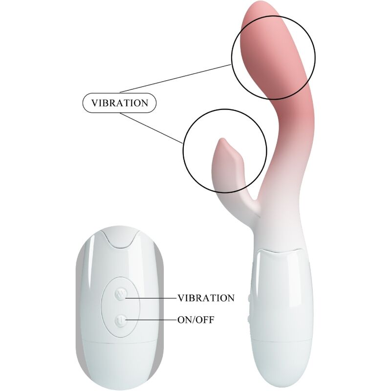 PRETTY LOVE - VIBRATEUR POINT G + STIMULATEUR CLITORIAL 30 VIBRATIONS ROSE