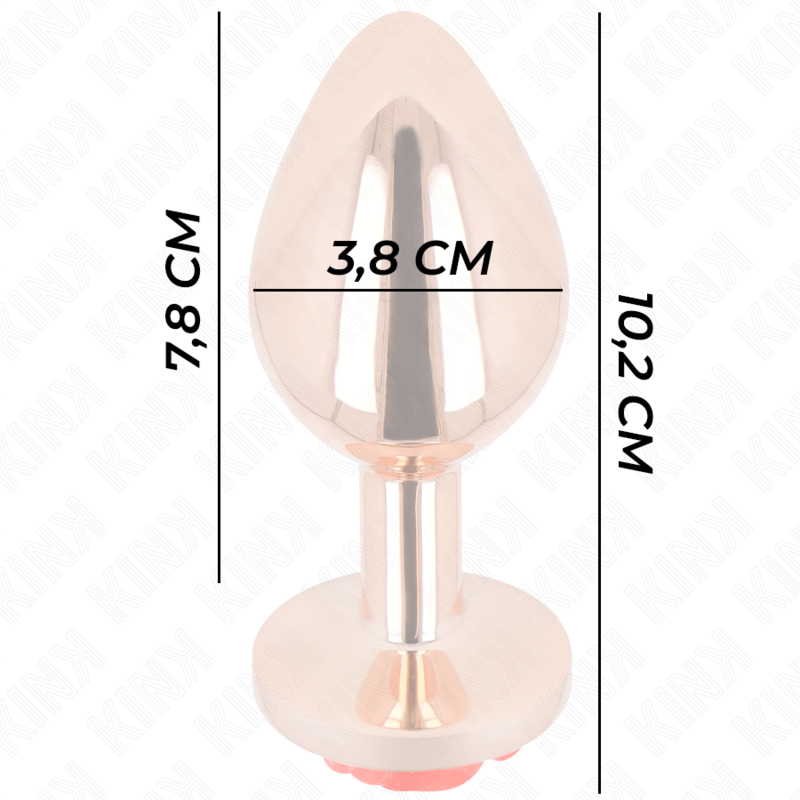 KINK - ROSE GOLD BUTT PLUG WITH RED ROSE L