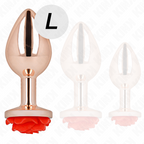 KINK - ROSE GOLD BUTT PLUG WITH RED ROSE L