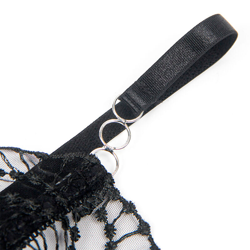 SUBBLIME - 955229 TRANSPARENT BODYSUIT WITH HOLLOWED LACE BLACK L/XL