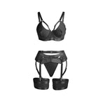 SUBBLIME - 955243 BLACK BONDAGE BRA WITH GARTER L/XL