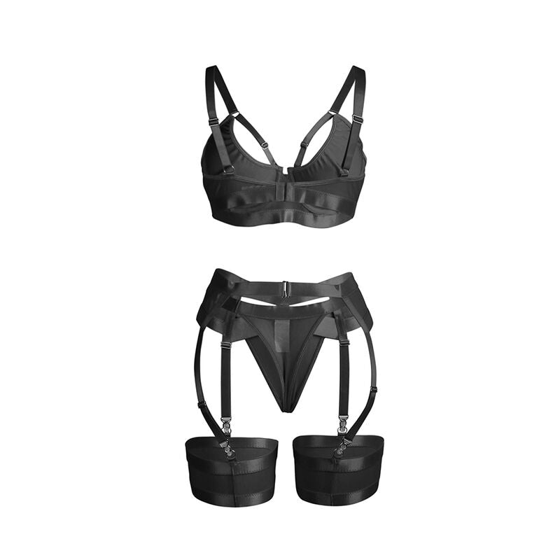 SUBBLIME - 955243 BLACK BONDAGE BRA WITH GARTER L/XL