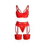 SUBBLIME - 955250 RED BONDAGE BRA WITH GARTER S/M