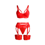 SUBBLIME - 955250 RED BONDAGE BRA WITH GARTER S/M