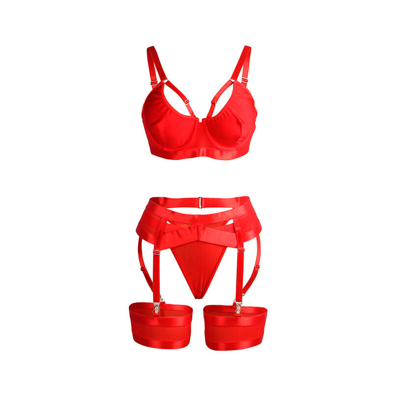 SUBBLIME - 955250 RED BONDAGE BRA WITH GARTER S/M