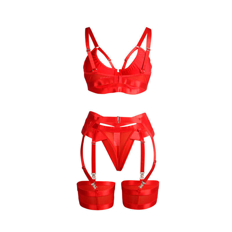 SUBBLIME - 955267 RED BONDAGE BRA WITH GARTER L/XL