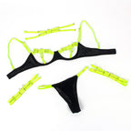 SUBBLIME - 955274 FLUORESCENT GREEN BRA SET WITH NECKLACE AND LEG DETAILS S/M