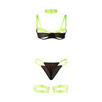 SUBBLIME - 955274 FLUORESCENT GREEN BRA SET WITH NECKLACE AND LEG DETAILS S/M