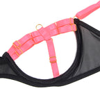 SUBBLIME - 955298 COMPLETO REGGISENO CON COLLANA E DETTAGLI GAMBA ROSA FLUO S/M