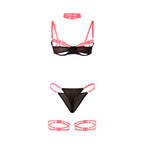 SUBBLIME - 955298 COMPLETO REGGISENO CON COLLANA E DETTAGLI GAMBA ROSA FLUO S/M