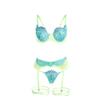 SUBBLIME - 955311 COMPLETE BRA WITH LACE AND GARTER LINES GREEN AND BLUE S/M