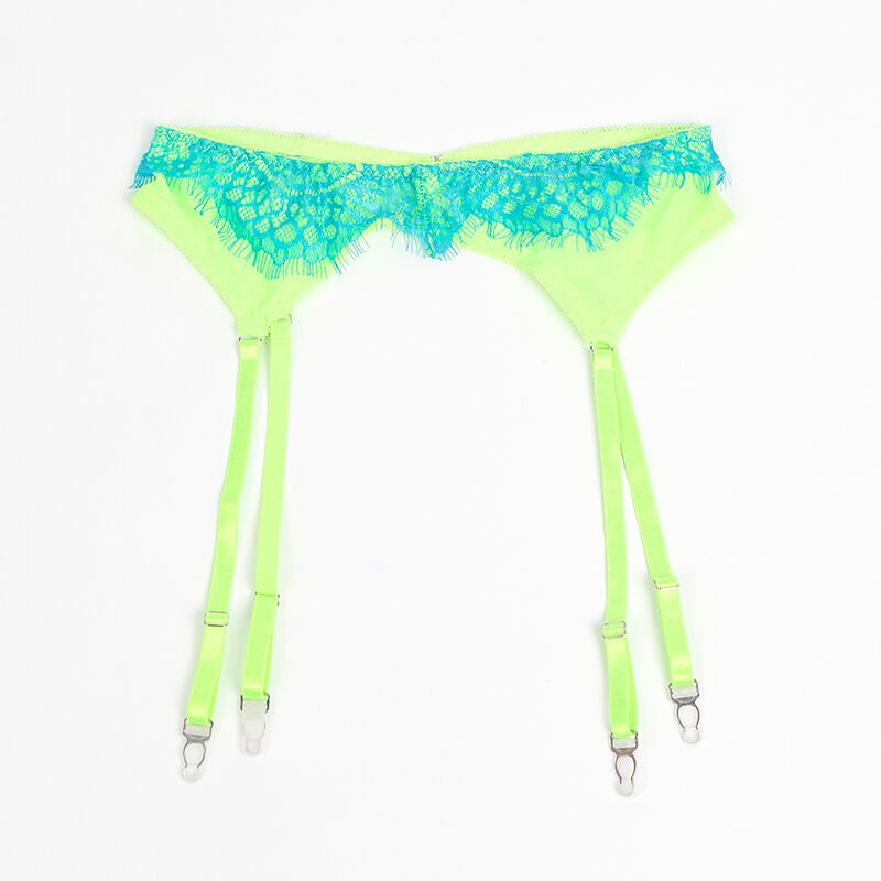 SUBBLIME - 955311 COMPLETE BRA WITH LACE AND GARTER LINES GREEN AND BLUE S/M