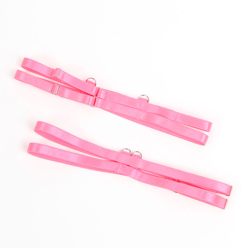 SUBBLIME - 955366 PINK AND PURPLE LACE AND GARTER LINE BRA SET L/XL