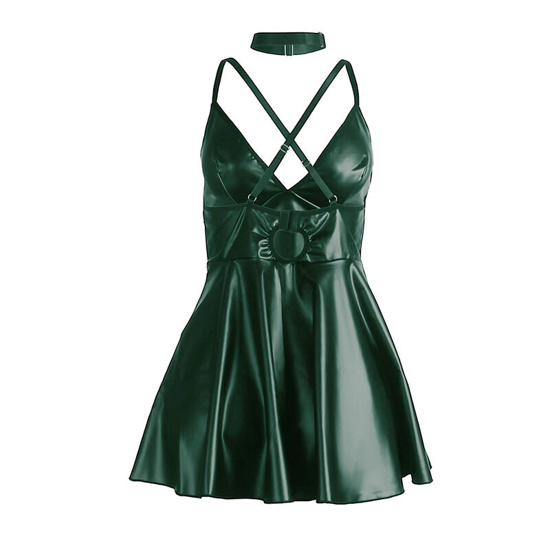 SUBBLIME - 955434 GREEN LEATHER STRAPS DRESS S/M