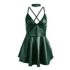SUBBLIME - 955434 GREEN LEATHER STRAPS DRESS S/M