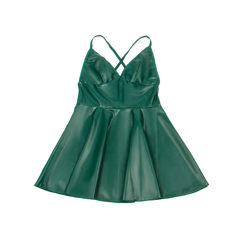 SUBBLIME - 955434 GREEN LEATHER STRAPS DRESS S/M